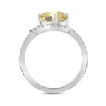 14K WHITE GOLD 2 1/4CT ROUND/MARQUISE/OVAL DIAMOND LADIES RING (CENTER STONE YELLOW OVAL DIAMOND 1 1/2CT) - Image 3