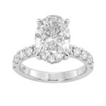 Luxury 14K White Gold 5.00Ct Oval Diamond Engagement Ring With Hidden Halo And Round Diamonds 4.00Ct Oval Center Stone (Color F-G -Clarity Vs1/Vs2)