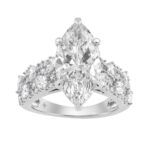 Luxury 14K White Gold Diamond Ring 6 1/4Ct Marquise Center Stone With Pear & Round Diamonds, Women Fashion Engagement Ring (Color F-G -Clarity Vs1