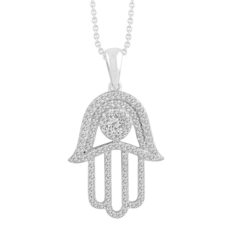 LADIES PENDANT 0.50CT ROUND DIAMOND 10K WHITE GOLD 1 LADIES PENDANT 0.50CT ROUND DIAMOND 10K WHITE GOLD - Image 1