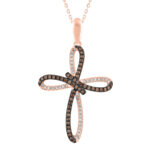 LADIES PENDANT WITH CHAIN 0.55CT ROUND/DARK BROWN DIAMOND 14K ROSE GOLD