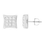 LADIES YUVA EARRINGS 0.05CT ROUND DIAMOND STERLING SILVER/WHITE GOLD