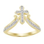 LADIES RING 0.25CT ROUND DIAMOND 10K YELLOW GOLD