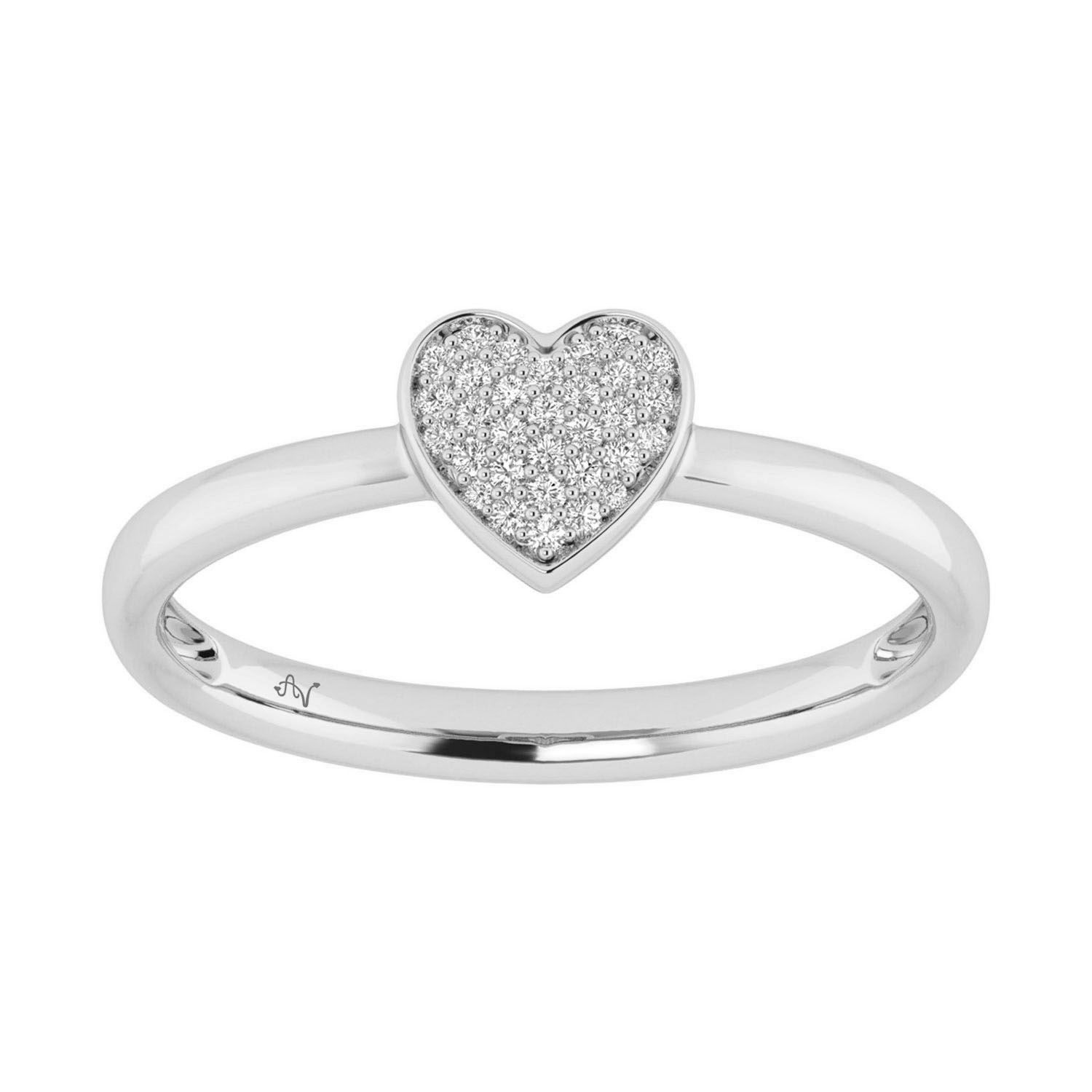 Sterling Silver White Heart Cluster Diamond Promise Ring 0.10CT Round Diamonds For Girls & Women 1 Sterling Silver White Heart Cluster Diamond Promise Ring 0.10CT Round Diamonds For Girls & Women - Image 1