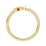 Women’S 10K Yellow Gold Letter “N” Diamond & Pearl Ring 0.10Ct Round Diamond Fine Jewelry - Image 2