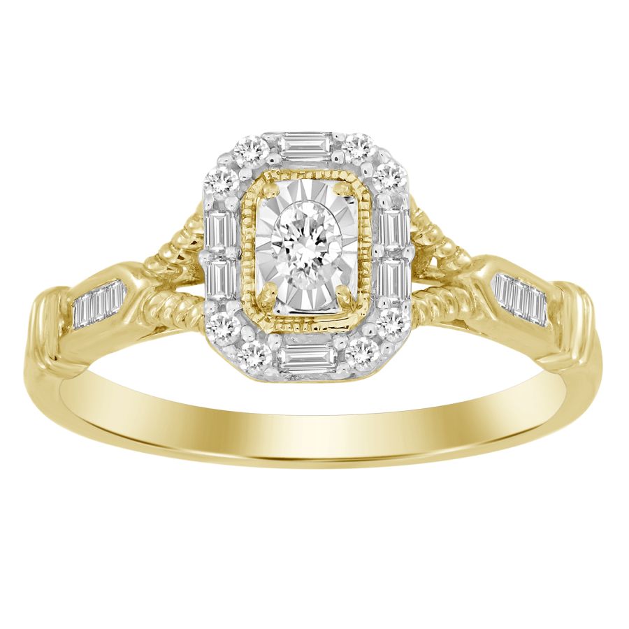 LADIES RING 0.25CT ROUND/BAGUETTE/OVAL DIAMOND 10K YELLOW GOLD 1 LADIES RING 0.25CT ROUND/BAGUETTE/OVAL DIAMOND 10K YELLOW GOLD - Image 1
