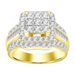 LADIES RING 2.00CT ROUND/BAGUETTE DIAMOND 10K YELLOW GOLD