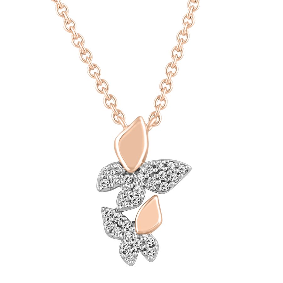 LADIES NECKLACE 0.15CT ROUND DIAMOND 10K WHITE/ROSE GOLD 1 LADIES NECKLACE 0.15CT ROUND DIAMOND 10K WHITE/ROSE GOLD - Image 1