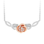 LADIES NECKLACE 0.10CT ROUND DIAMOND 10K WHITE/ROSE GOLD