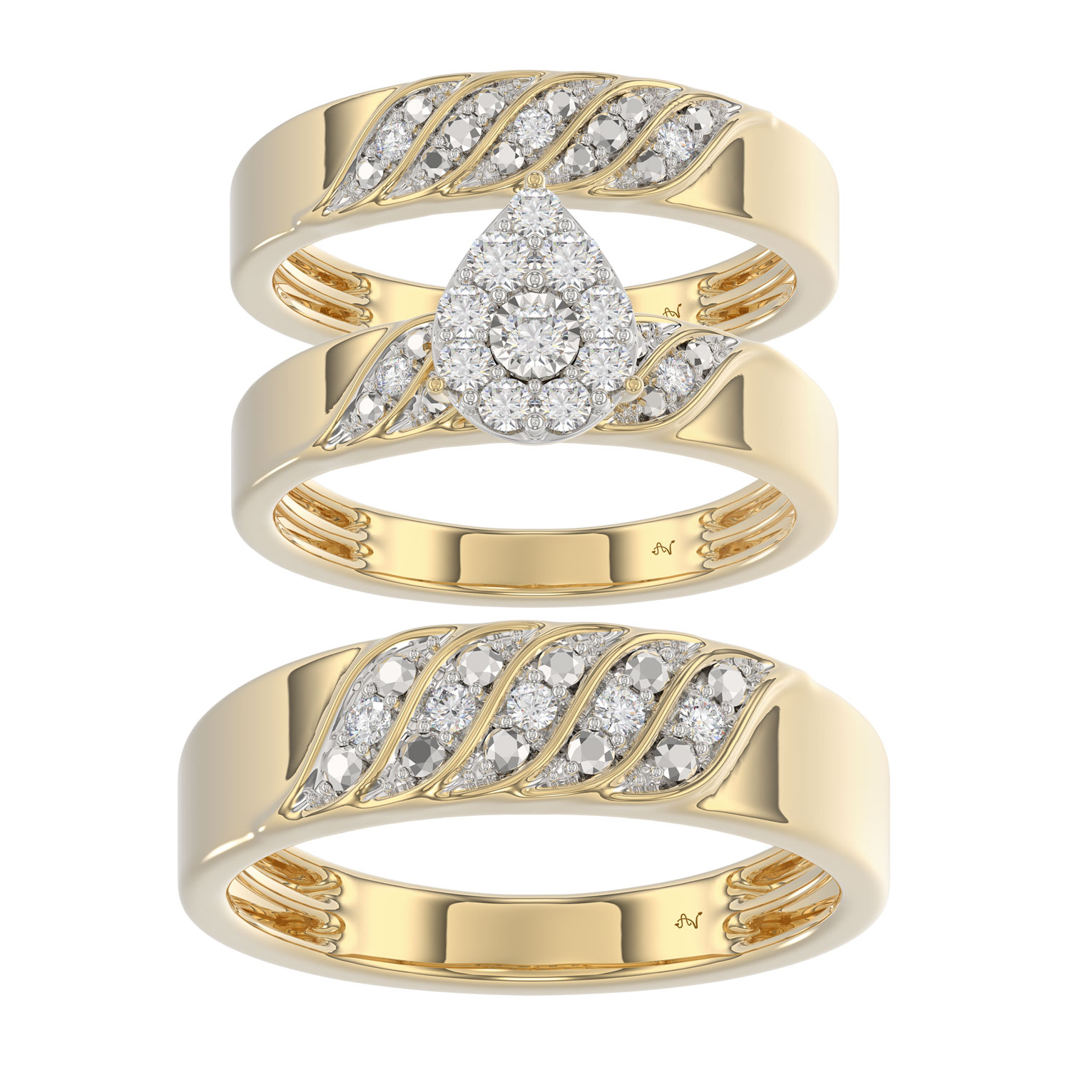 LADIES TRIOS SET 0.33CT ROUND DIAMOND 10K YELLOW GOLD 1 LADIES TRIOS SET 0.33CT ROUND DIAMOND 10K YELLOW GOLD - Image 1