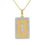 10K Yellow Gold letter 'I' Fashion Pendant With Chain - 0.20 CT Round Diamond Ladies Jewelry Gift