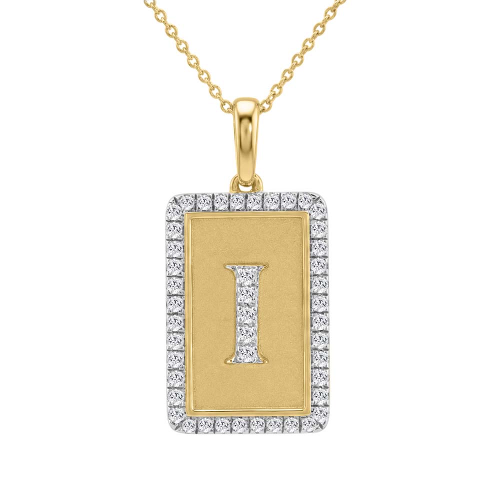 10K Yellow Gold letter 'I' Fashion Pendant With Chain - 0.20 CT Round Diamond Ladies Jewelry Gift 1 10K Yellow Gold letter 'I' Fashion Pendant With Chain - 0.20 CT Round Diamond Ladies Jewelry Gift - Image 1