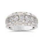 14K WHITE GOLD 2.00CT ROUND DIAMOND MEN'S BAND