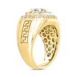 14K YELLOW GOLD 2 1/2CT ROUND/PRINCESS DIAMOND MEN'S RING (CENTER STONE PRINCESS DIAMOND 1CT ) - Image 3