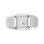 MEN'S RING 2CT PRINCESS DIAMOND 14K WHITE GOLD (CENTER STONE PRINCESS DIAMOND 2CT ) - Image 5