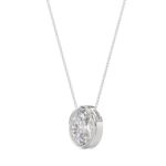 LADIES SOLITAIRE PENDANT 1CT OVAL DIAMOND 14K WHITE GOLD WITH CHAIN - Image 3
