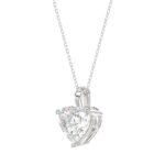 LADIES SOLITAIRE PENDANT WITH CHAIN 2CT HEART DIAMOND 14K WHITE GOLD - Image 3