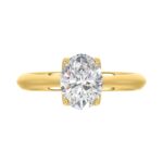 LADIES SOLITAIRE RING 2CT OVAL DIAMOND 14K YELLOW GOLD - Image 5