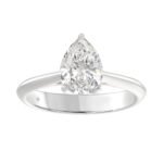 LADIES SOLITAIRE RING 2CT PEAR DIAMOND 14K WHITE GOLD