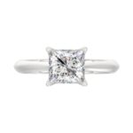 LADIES SOLITAIRE RING 2CT PRINCESS DIAMOND 14K WHITE GOLD - Image 5