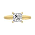 LADIES SOLITAIRE RING 2CT PRINCESS DIAMOND 14K YELLOW GOLD - Image 5