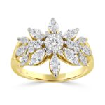 10K YELLOW GOLD 1 1/2CT ROUND/MARQUISE DIAMOND LADIES RING