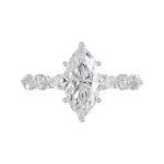 14K White Gold  Bridal Fashion Ring for Ladies 4CT Round & Marquise& Pear Cut Diamonds 3.00CT Marquise Center stone (Color F-G -Clarity VS1/VS - Image 5