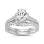 14K WHITE GOLD 1 1/2CT ROUND/OVAL DIAMOND LADIES BRIDAL SET