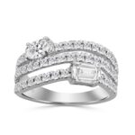 14K WHITE GOLD 1 3/4CT ROUND/OVAL/EMERALD DIAMOND LADIES RING (CENTER STONE OVAL DIAMOND 3/8CT)