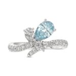 14K WHITE GOLD 1 3/4CT ROUND/PEAR/BLUE PEAR DIAMOND LADIES RING (CENTER STONE PEAR DIAMOND 1CT) - Image 5