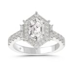 14K WHITE GOLD 2 1/4CT ROUND/BAGUETTE/HEXAGON DIAMOND LADIES RING
