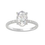 14K WHITE GOLD 2 1/5CT ROUND/OVAL DIAMOND LADIES RING (CENTER STONE OVAL DIAMOND 2CT)