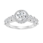 14K WHITE GOLD 2 3/4CT ROUND DIAMOND LADIES RING (CENTER STONE ROUND DIAMOND 1CT )