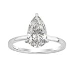 14K WHITE GOLD 2.00CT PEAR/ROUND DIAMOND LADIES RING (CENTER STONE PEAR DIAMOND 2CT)