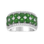 14K WHITE GOLD 4.00CT ROUND DIAMOND LADIES RING (CENTER STONE ROUND EMERALD DIAMOND 3 1/2CT)