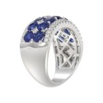 14K WHITE GOLD 4.00CT ROUND/ROUND BLUE SAPPHIRE DIAMOND LADIES RING - Image 4