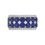 14K WHITE GOLD 4.00CT ROUND/ROUND BLUE SAPPHIRE DIAMOND LADIES RING - Image 2