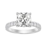 14K WHITE GOLD 6.00CT ROUND/CUSHION DIAMOND LADIES RING (CENTER STONE CUSHION DIAMOND 5CT)