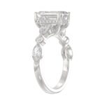 14K White Gold Emerald Cut Diamond Classic Bridal Ring for Ladies 4.00CT with Pear Round & Marquise Diamond 3.00CT Emerald Center stone (Color F-G - Image 3