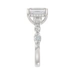 14K White Gold Emerald Cut Diamond Classic Bridal Ring for Ladies 4.00CT with Pear Round & Marquise Diamond 3.00CT Emerald Center stone (Color F-G - Image 4