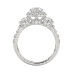 14K White Gold Halo Engagement Ring with Side Stones, 3 1/4CT Round, Baguette,Trapezoid Diamond & 2.00CT Oval Center stone (Color F-G -Clarity VS1/VS2 - Image 2