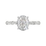 14K White Gold Oval Diamond Fancy Engagement Ring for Ladies 2 1/2CT with Marquise & Round Diamond 2.00CT Oval Center stone (Color F-G -Clarity VS - Image 5