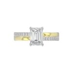14K WHITE/YELLOW GOLD 2 1/4CT ROUND/EMERALD CUT DIAMOND LADIES RING (CENTER STONE EMERALD CUT DIAMOND 2CT) - Image 2