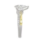 14K WHITE/YELLOW GOLD 2 1/4CT ROUND/PEAR DIAMOND LADIES RING (CENTER STONE PEAR DIAMOND 2CT) - Image 3