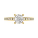 14K YELLOW GOLD 1 3/4CT ROUND/CUSHION DIAMOND LADIES RING (CENTER STONE CUSHION DIAMOND 1 1/2CT) - Image 5
