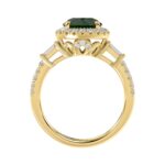 14K YELLOW GOLD 2 1/2CT ROUND/BAGUETTE DIAMOND LADIES RING (CENTER STONE GREEN EMERALD ROUND DIAMOND 2CT) - Image 2