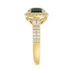14K YELLOW GOLD 2 1/2CT ROUND/BAGUETTE DIAMOND LADIES RING (CENTER STONE GREEN EMERALD ROUND DIAMOND 2CT) - Image 3
