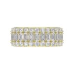 14K YELLOW GOLD 2 1/2CT ROUND/EMERALD DIAMOND LADIES BAND - Image 5