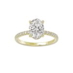 14K YELLOW GOLD 2 1/5CT ROUND/OVAL DIAMOND LADIES RING (CENTER STONE OVAL DIAMOND 2CT)