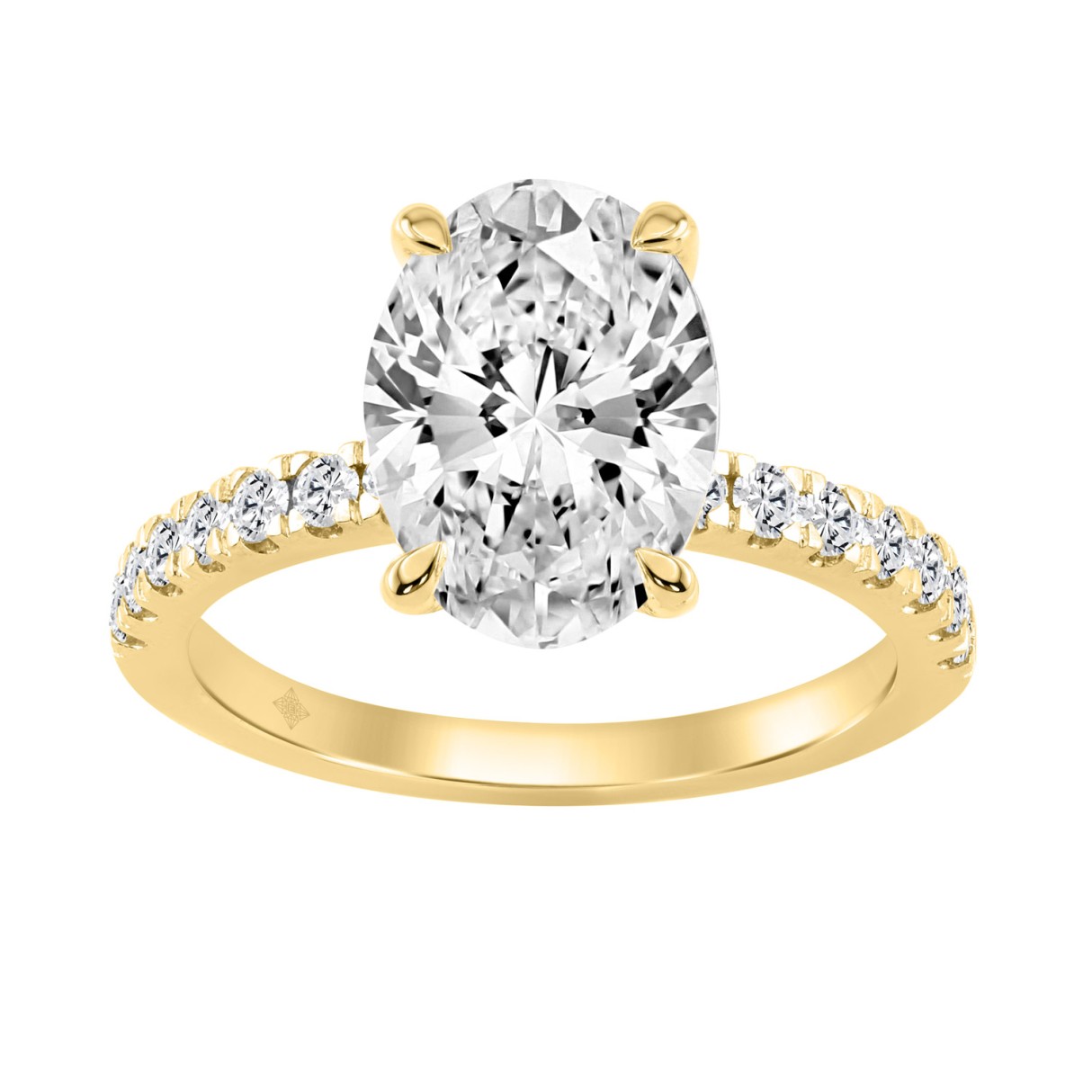 14K YELLOW GOLD 3 1/2CT ROUND/OVAL DIAMOND LADIES RING (CENTER STONE OVAL DIAMOND 3CT) 1 14K YELLOW GOLD 3 1/2CT ROUND/OVAL DIAMOND LADIES RING (CENTER STONE OVAL DIAMOND 3CT) - Image 1